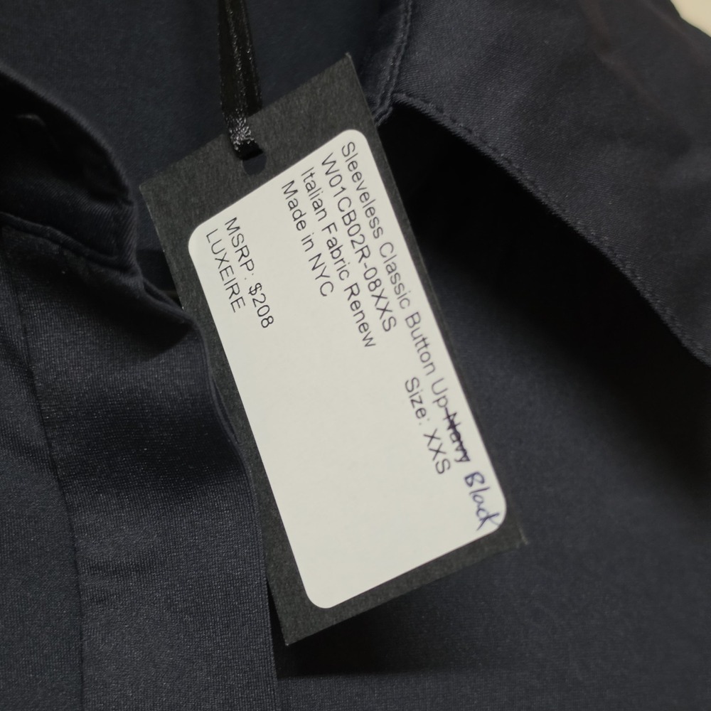 Luxeire Shirt Black Button-Down Long Sleeve Stretch New Size XXS Fitted Designer - Picture 6 of 11